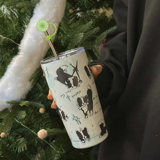 Capuchon de Paille en Silicone Dessin Animé en Forme de Fruit, Embout de Paille pour une Expérience de Boisson Améliorée et Accessoires de Tasse
