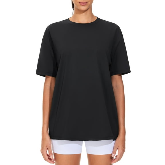 Dragon Fit Oversized Workout T-Shirts for Women Summer Basic Tees Casual Loose Fit Short Sleeve Yoga Running Tops