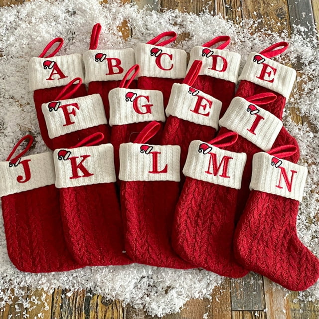 Lubelski Christmas Stocking Embroidered Letter with Hanging Rope Fine Workmanship Christmas Stocking Festive Xmas Decoration