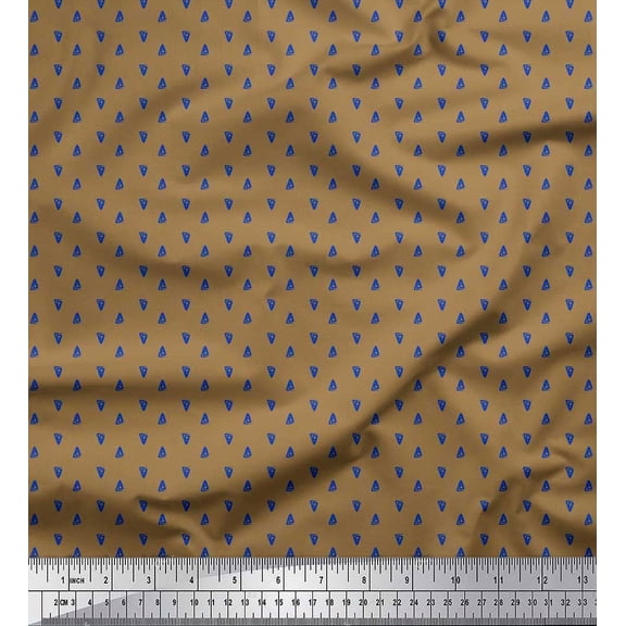 Soimoi Cotton Duck Fabric Triangular Greek Key Shirting Printed Fabric 1 Yard 42 Inch Wide