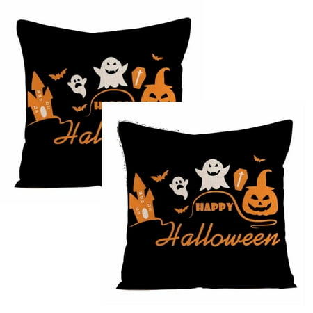 

Deals! 2Pack Orange and Black Halloween Pillow Case - Happy Halloween Linen Cover for Sofa Bed and Throw Cushion Fall Decor for Living Room Bedroom Halloween Fall Indoor Outdoor Decor