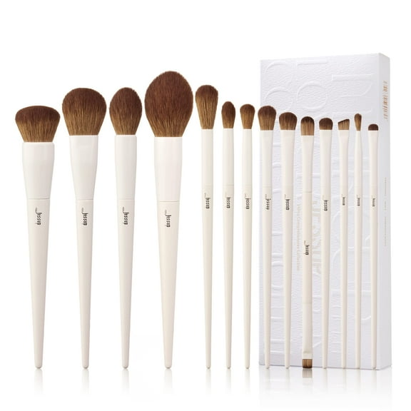 Jessup Makeup Brushes 14Pcs Makeup Brush Set Premium Synthetic Light Gray T329