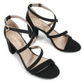thumbnail image 2 of BURUDANI Women's Ankle Strap Dress Pump Low Chunky Heel Sandals BLACK/SUEDE Size 8, 2 of 7
