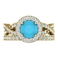thumbnail image 2 of Clara Pucci 18K Yellow Gold 1.795 Simulated Turquoise Engraveable Engagement Ring + Wedding Band Set, 2 of 7
