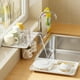 thumbnail image 1 of Escurridor de encimera para fregadero de cocina | Bandeja extensible para alféizar de ventana | Drenaje antigoteo con pegamento | Escurridor de plástico para utensilios, esponjas y botellas, 1 of 7