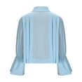 thumbnail image 5 of Lenpel Button down Shirts for Women Ruffle Long Sleeve Collared Pleated Cotton Linen Tops Dressy Casual Blouses(Light Blue,X-Large), 5 of 6
