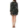 thumbnail image 3 of INSPIRE CHIC Robe en Mousseline à Imprimé Floral pour Femme, Taille Smockée, Col en V, Manches Longues, TG, Noir Brun, 3 of 6