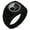 Black, variant on Stainless Steel Yin Yang Ginkgo Leaves Kamon Crest Chevron Pattern Biker Style Polished Ring