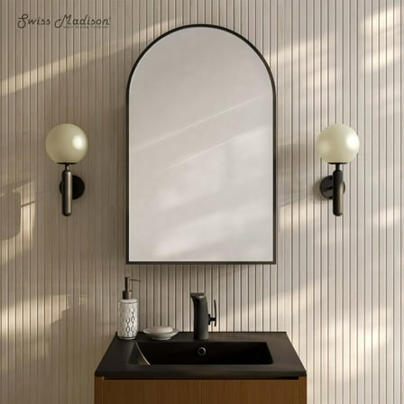 Porte 20 x 30 Arched Recessed/Wall Mount Medicine Cabinet with Mirror in Black