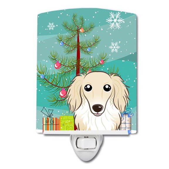 Carolines Treasures Christmas Tree and Longhair Creme Dachshund Ceramic Night Light 6x4x3 multicolor