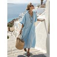 thumbnail image 1 of Three-quarter sleeve patch pocket kaftan dress, 1 of 6