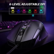 Wired Gaming Mouse, 12,800 DPI with Optical Sensor, 8 Programmable Buttons, 13 RGB Backlit Modes, Ergonomic Design, Custom Software Gaming Mice for Laptop,PC