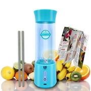 LSports | 500ml USB-C Portable Blender with Biodegradable Straws and 1000  Smoothie Recipes | Blue