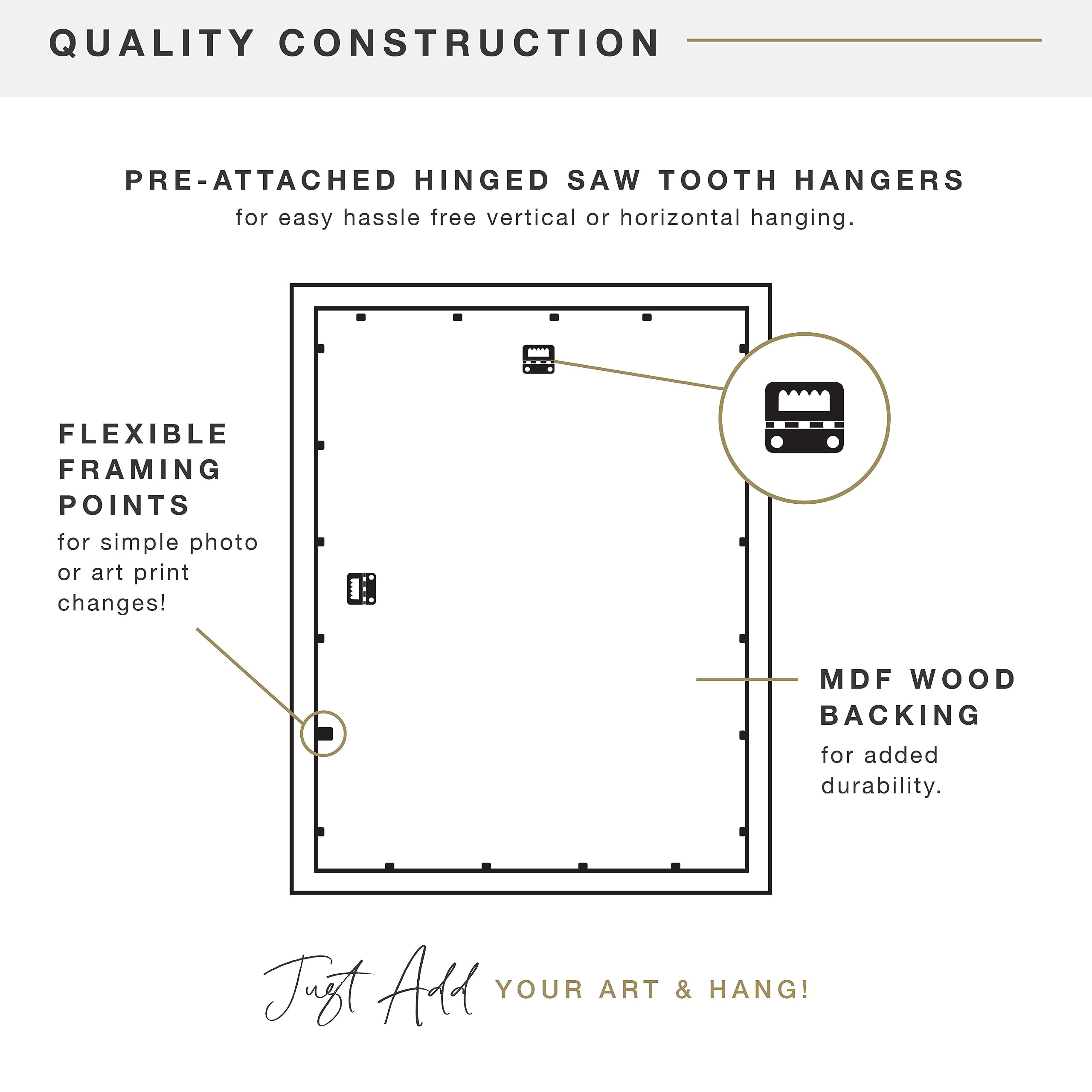 MCS Museum Poster Frame 18x24 Onyx Woodgrain, Vertical & Horizontal Wall Hanging Large Picture Frame for Photos, Posters & Art Prints (1-Pack)