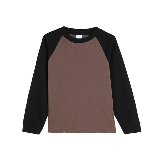 vdgthytj T-Shirts à Manches Longues pour Filles et Garçons, Col Rond, Blocs de Couleur, Automne Hiver, Basiques, 1-15 Ans