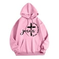 thumbnail image 3 of SIYUDAN Women's Sweatshirts Hoodies Jesus Loves You Print Hooded Sweatshirts Letter Print Sweatshirt Oversized Pullover Sweatshirt Women's Fall Jacket Women Clothes, 3 of 3