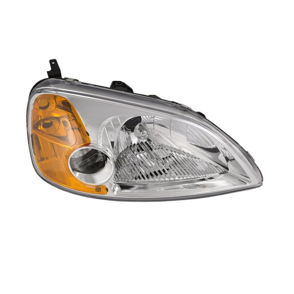 HEADLIGHTSDEPOT Chrome Housing Halogen Headlight Compatible With Honda Civic 2-Door Coupe 2001-2003 Includes Right Passenger Side Headlamp