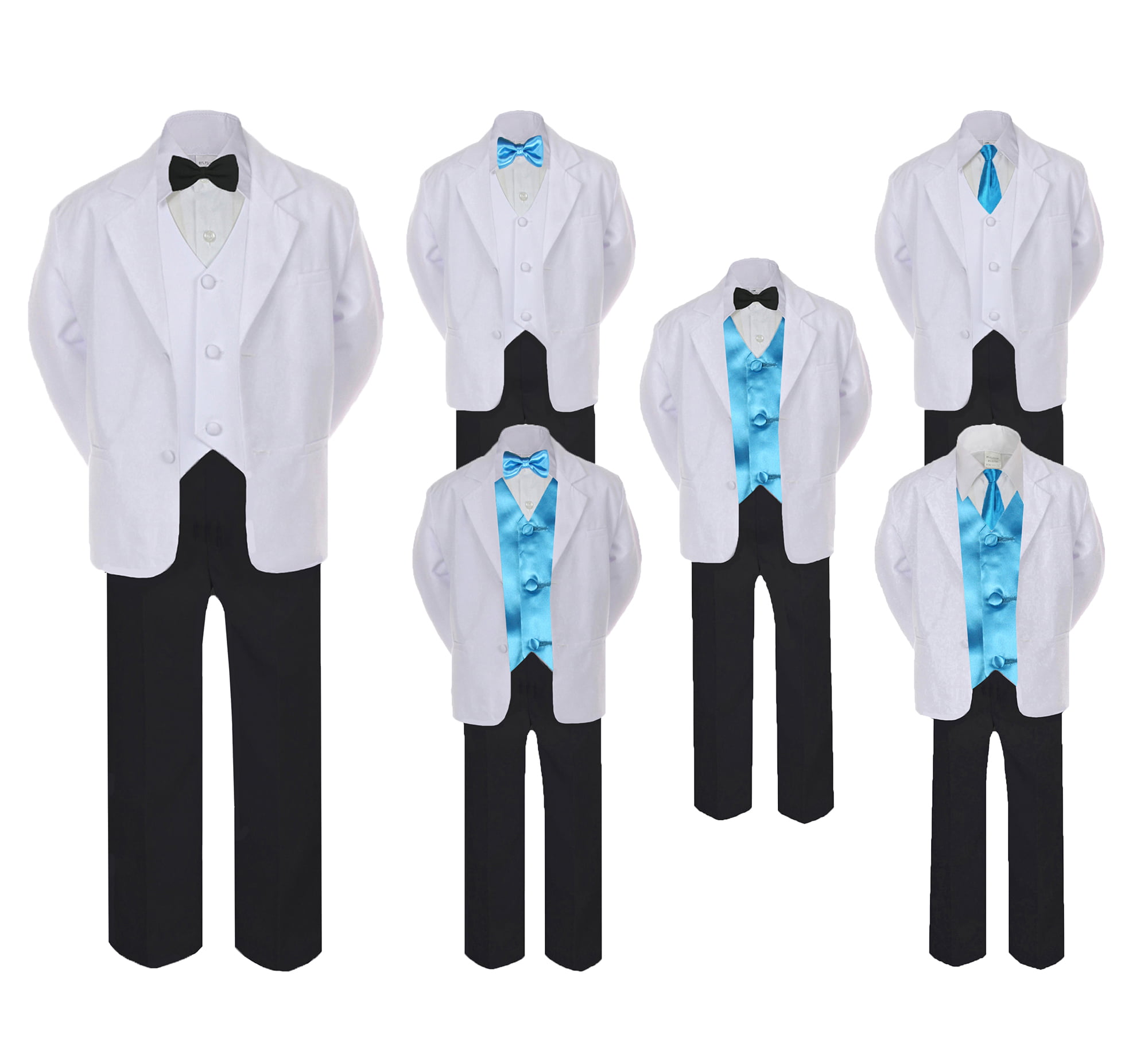 7pcs Vest Necktie Set Baby Toddler Teen Formal Party Tuxedo Boy White Suit S-20 