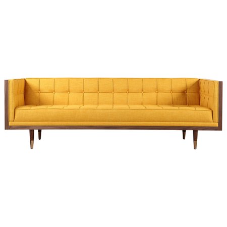 Kardiel Woodrow Midcentury Modern Box Sofa Seat Citrine Base