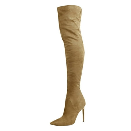

Cowboy Boots for Women Women Shoes Fashion Knee Long Boots High Heels Over Knee Pleated Suede Long Boots Riding Boots for Women Ladies Fahion Dress Tall Boots