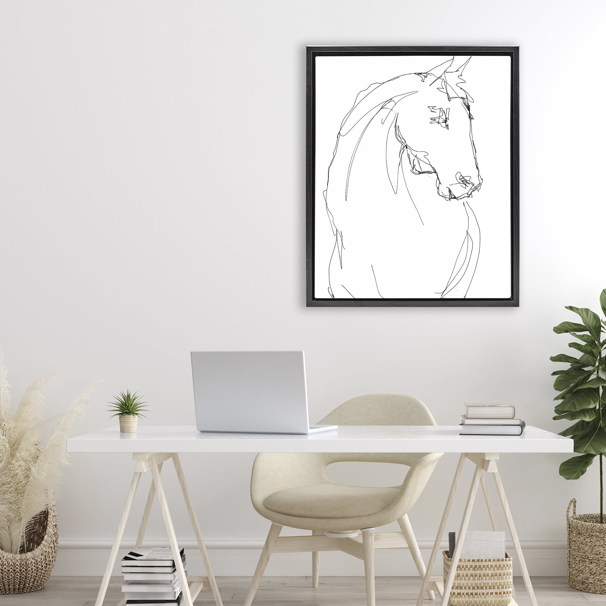 Stupell Industries Sketched Horse Contour Black Framed Floater Canvas Wall Art, design by Lorenzo Collective