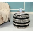 thumbnail image 6 of LR Home Small Braided Striped Indoor Round Pouf, Black/Natural, 18" x 18" x 14", 6 of 7