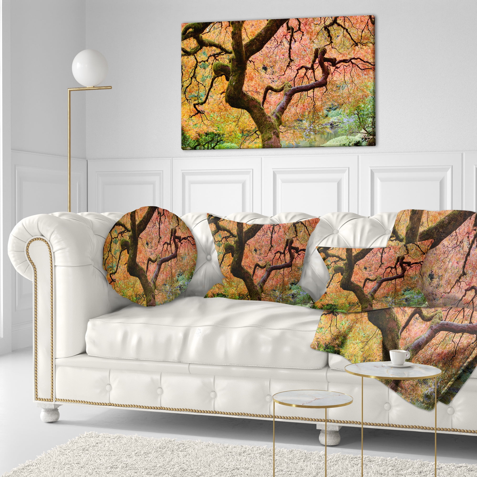 Designart Autumn Maple Tree - Landscape Photography Throw Pillow - 12x20