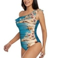 thumbnail image 2 of Haiem Shells and Starfish Women's One Piece Swimsuits Tummy Control One Shoulder Bathing Suits Ruffle Swimwear-Medium, 2 of 8