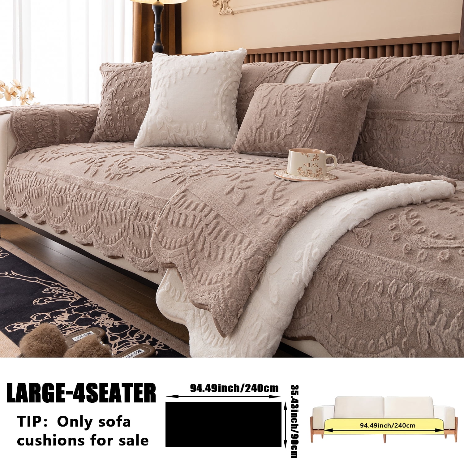 Thickened Anti-Slip Sofa Cover Scratch-Resistant & Wear-Resistant Pet-Friendly Design Soft Fabric Living Room Use Machine Washable Sofa Protector