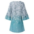 thumbnail image 4 of Robes de Plage pour Femmes Mode Nouvelle Mode Femmes Été Décontracté Col en V Imprimé Manches 3/4 Robe Mini Pliée pour Été Décontracté Rendez-Vous Vacances Plage, 4 of 6