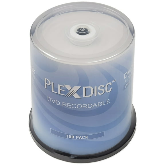100 PC PlexDisc 16X 4.7 GB DVD-R White Inkjet Hub Printable Disc 632-215
