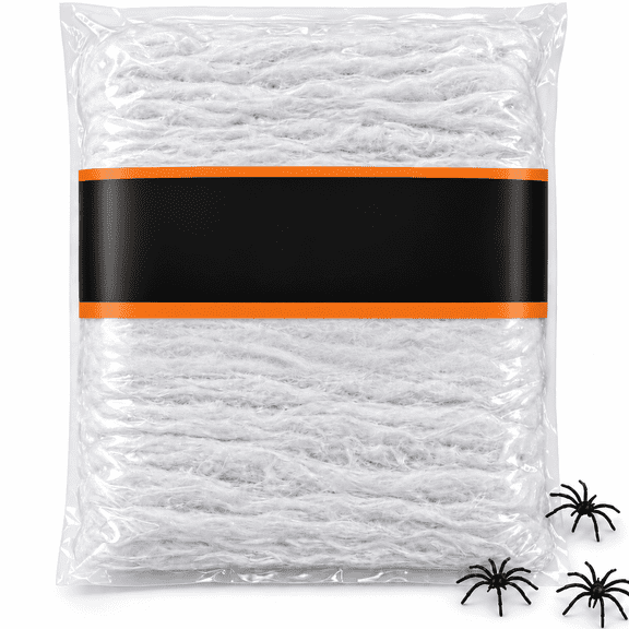 1000 sqft Spider Web, Bonus with 50 Artificial Spiders, Fabric Spider Webbing, Cobweb Halloween Decor for Indoor and Outdoor Party Supplies