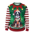 thumbnail image 3 of Sudadera navideña de gran tamaño para hombre y mujer, de poliéster, con cuello redondo, estampado navideño, manga farol, 2024, 3 of 5
