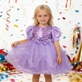 thumbnail image 3 of LYHaoo Bow Tutu Dress For Girls Glitter Mesh Party Gown With Layered Skirt For And Celebrations，Girls Lace Dresses Sizes 2-3 Years Purple, 3 of 7