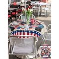 thumbnail image 5 of Outdoor Tablecloth with Umbrella Hole for Patio/Picnic/Party/Camping, 4th of July Waterproof Table Cloth Round Cover Washable, USA Flag Blue Red Independence Day Gnomes (Dia 54"), 5 of 9