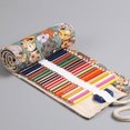 thumbnail image 2 of Cotton canvas large capacity pen curtain 12 24 36 48 72 hole big face Meow adorable cat cartoon men's and women's colored pencil case, 2 of 5