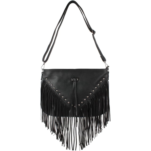 LHSHID Women Tassel Faux Leather Cross Body Shoulder Bag Boho Hobo Bag