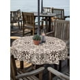 thumbnail image 2 of Outdoor Tablecloths with Umbrella Hole & Zipper, Brown Flowers Round Tablecloths 60 Inch, Vintage Country Abstract Floral Patterned Waterproof Table Cloth, Patio/Pool/Picnic Table Covers, 2 of 8