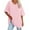 Pink, variant on Tshirts for Women New Solid Loose Half Sleeve V-Neck Cotton Waist Short Sleeve V-Neck Tops