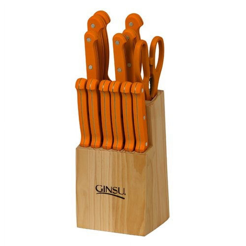 Ginsu®Kiso® 14 Piece Red Set with Wood Block