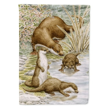 Carolines Treasures ASA2075CHF Otter Family Flag Canvas House Size  Large multicolor
