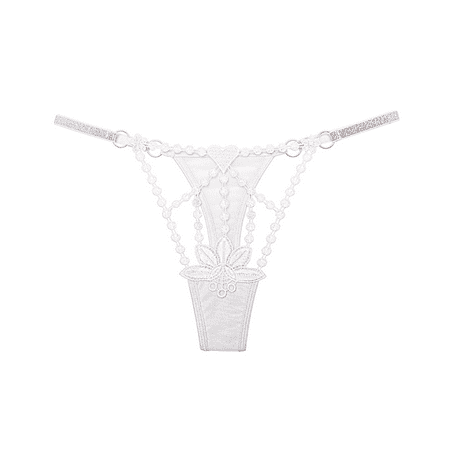 Fulorrnie Women s Sexy Sheer Lace Panties Heart Shaped Chain Detail Nylon Spandex Comfortable Underwear  White  One Size
