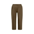 thumbnail image 3 of Elastic Waist Capri Pants for Women Knee Length Casual Summer Baggy Beachwear Wide Leg Cropped Trousers with Pockets, 3 of 4