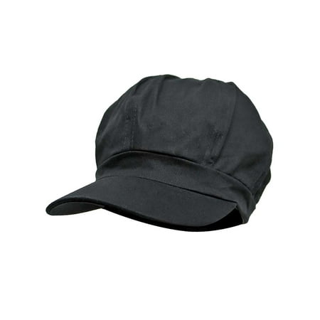 Cotton Newsboy - Black Oversize Cotton Newsboy Cap Hat