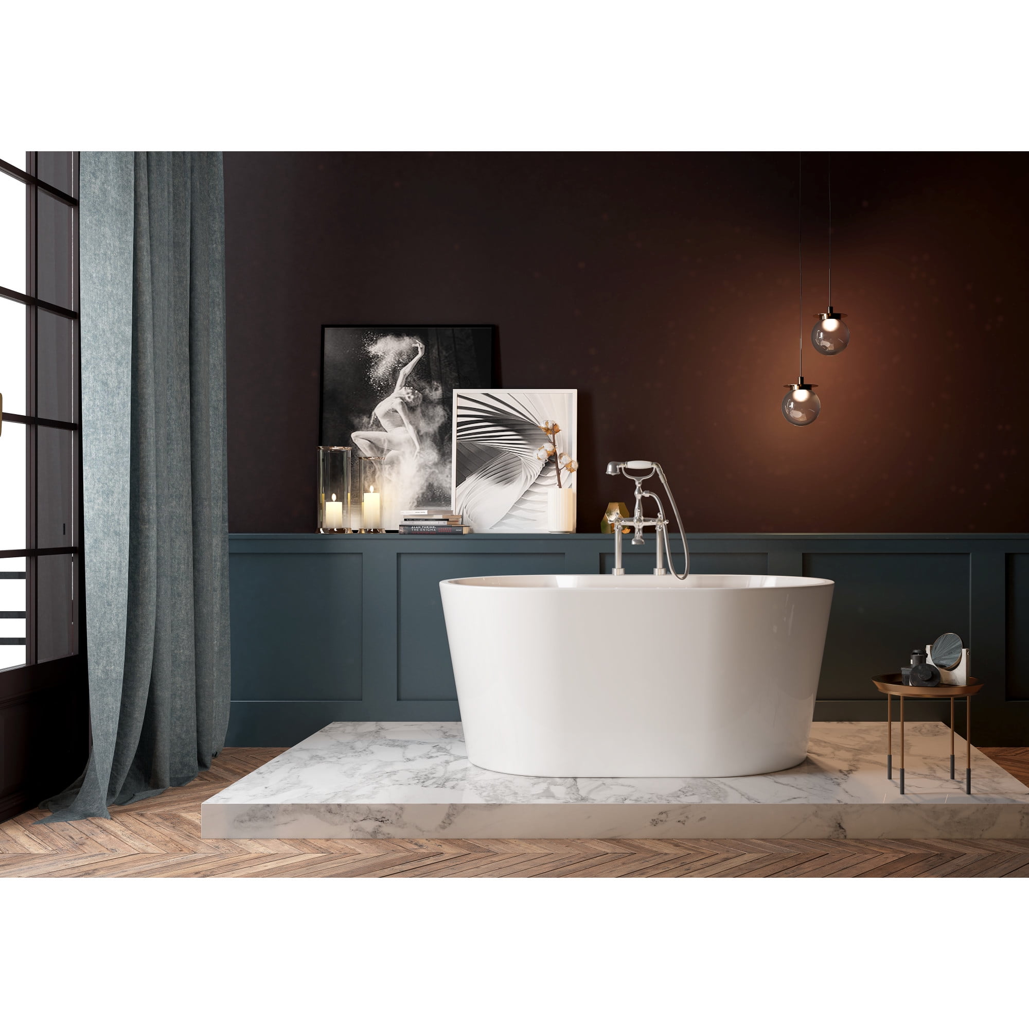 Kingston Brass VT7DE513423 51" Acrylic Oval Double Ended Freestanding Tub with Drain, Glossy White