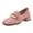 Pink, variant on XYD Women Classic Square Closed Toe Golden Chain Pearl Loafer Chunky Low Heel Office Walking Comfy Shoes Size 7 Green