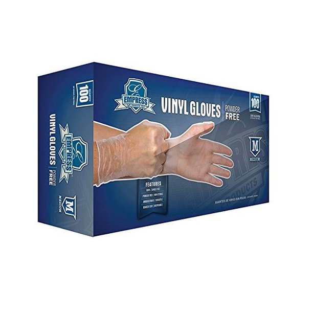 Empress EVPFM4002 Vinyl PowderFree, Multi Purpose Gloves, Medium (Box