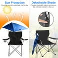 thumbnail image 6 of Foldable Camping Chair TeqHome Collapsible Beach Chair Outdoor Folding Chair Support 220.5lbs with Cup Holder and Detachable Umbrella (Set of 2, Black), 6 of 9