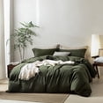 thumbnail image 1 of Funda de edredón BEAR Linen Feel Green Olive Queen con 2 fundas de almohada, 1 of 7