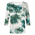 thumbnail image 5 of Hauts pour Femmes Mode Imprimée T-shirt Ample Manches 3/4 Blouse Col Rond Hauts Décontractés Hauts de Sortie pour Femmes en Liquidation, 5 of 5